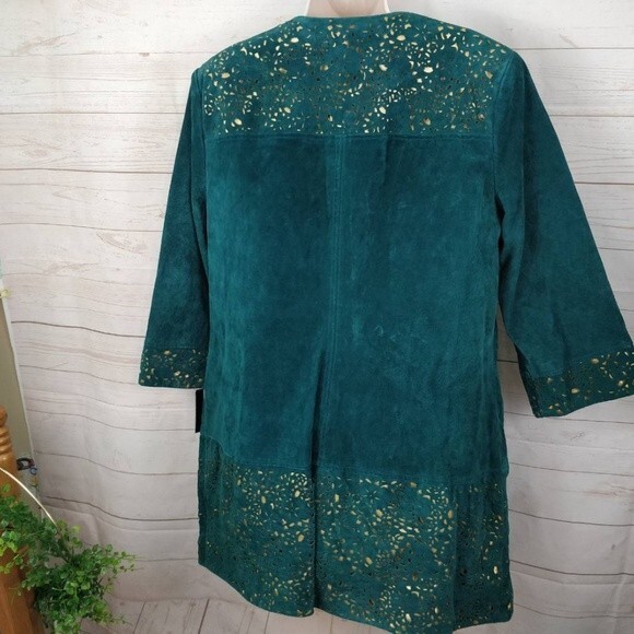 CHI Carlos Falchi Green Leather Jacket NTW Cut Out - Picture 6 of 9